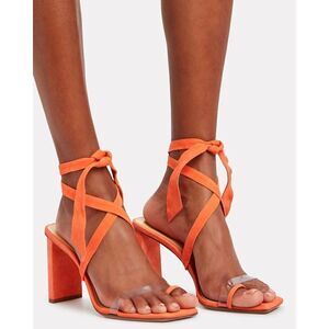 ALEXANDRE BIRMAN ORANGE KATIE SUEDE 85 ANKLE STRAP SANDALS SIZE 40